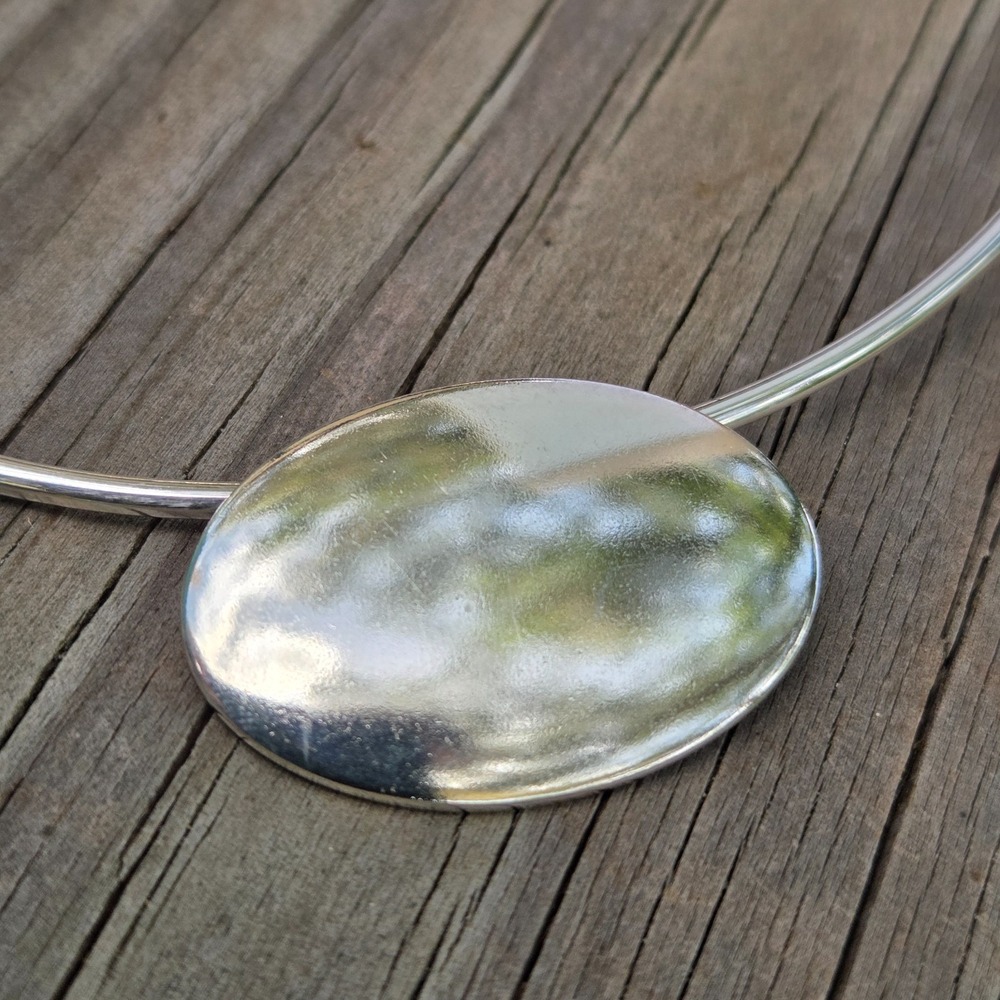 Tiffany & Co. Sterling Silver Oval Plate Tag Pendant Wire Collar Choker Necklace - Picture 12 of 12